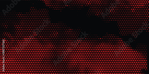Dramatic Red Halftone Dot Pattern on Black Background