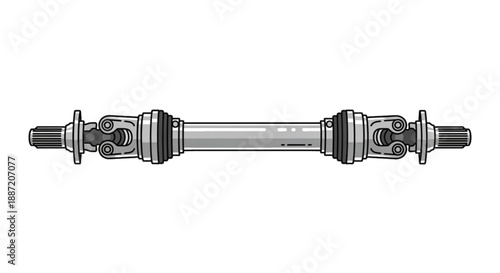 Automotive driveshaft with U-joints, isolated vector illustration on white background