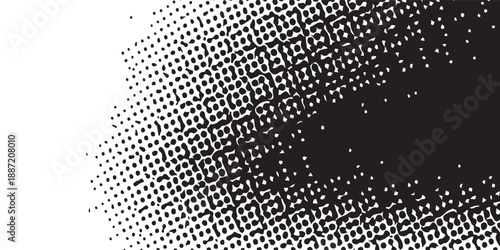 Abstract Black Halftone Dot Pattern on White Background
