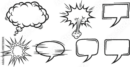 Comic book speech bubbles and explosion effects