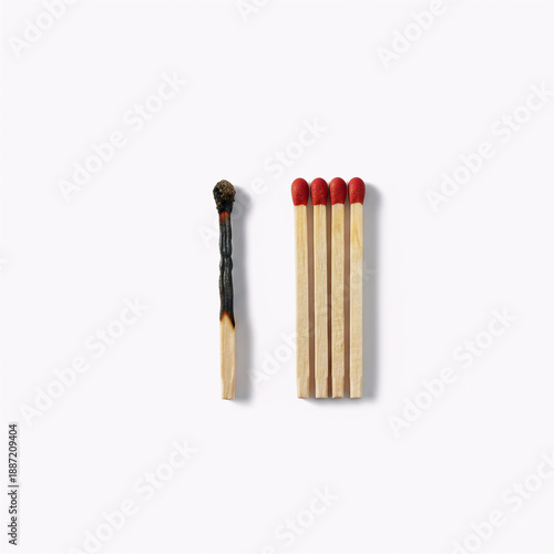 row of matches (Burnt and New)