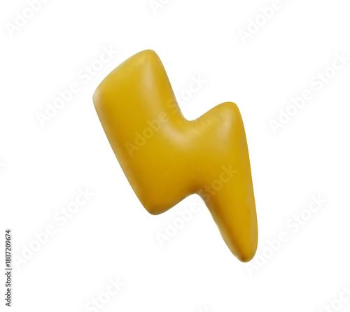 Lightning bolt 3D icon realistic vector illustration isolated on white background. Lightning strike.