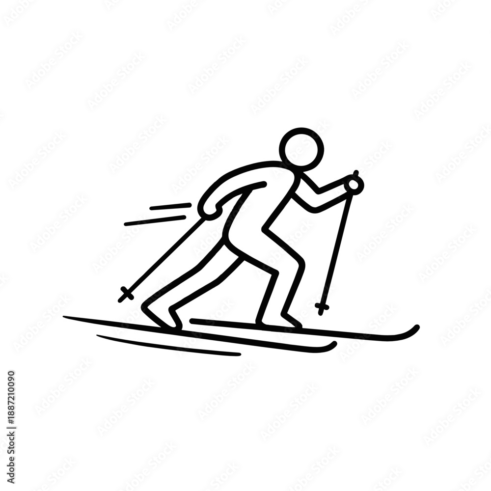 Fototapeta premium Cross-Country Skiing Icon – Winter Sport Line Drawing