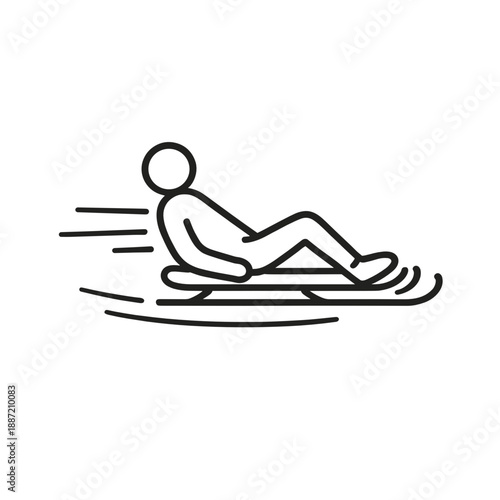 Luge Icon – Sledding Winter Sport Line Art Symbol