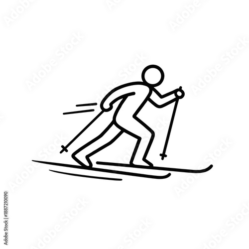 Cross-Country Skiing Icon – Winter Sport Line Drawing