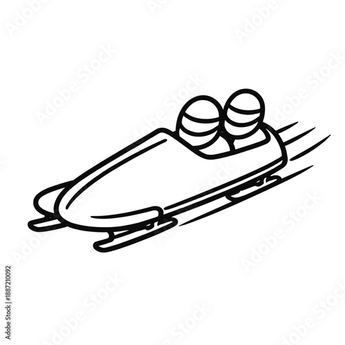 Bobsleigh Icon – Winter Sport Line Art Illustration