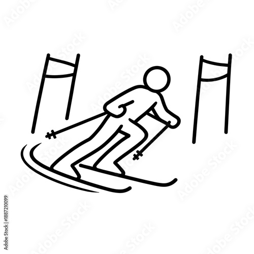 Alpine Skiing Icon – Downhill Slalom Race Line Art