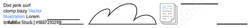Cloud computing, data storage, digital file sharing, information management, online services, technology. Minimalistic illustration of a cloud and a document. Cloud computing and data storage concept