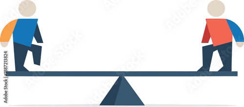 Trust building in business relationships nearing balance as abstract figures mirror structure while retaining subtle differences,