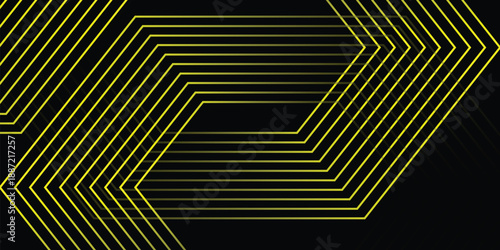 Futuristic Black Background with Vibrant Yellow Linear Geometry