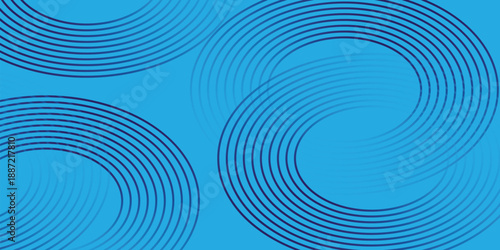 Abstract Blue Concentric Spiral Lines on Cyan Background
