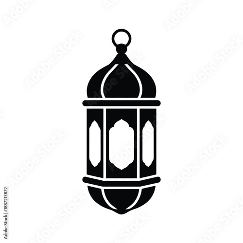 Black and White Lantern with Dome and Hanging Loop