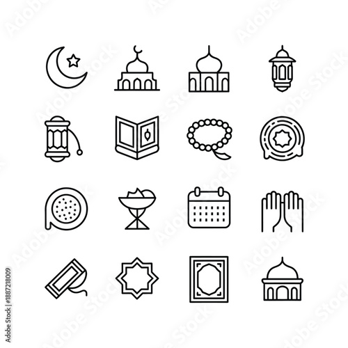 Islamic Symbols and in Black and White Line mosque 4