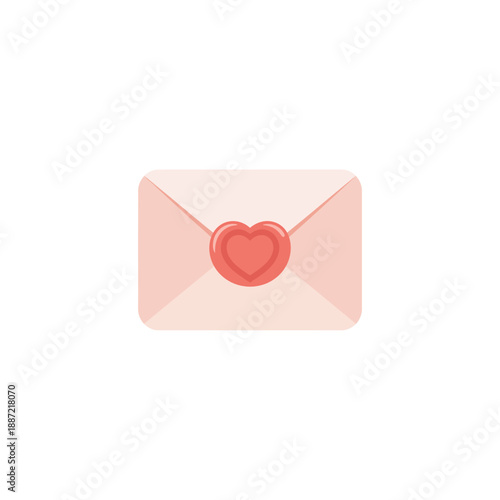 Pink envelope with red heart seal in the center