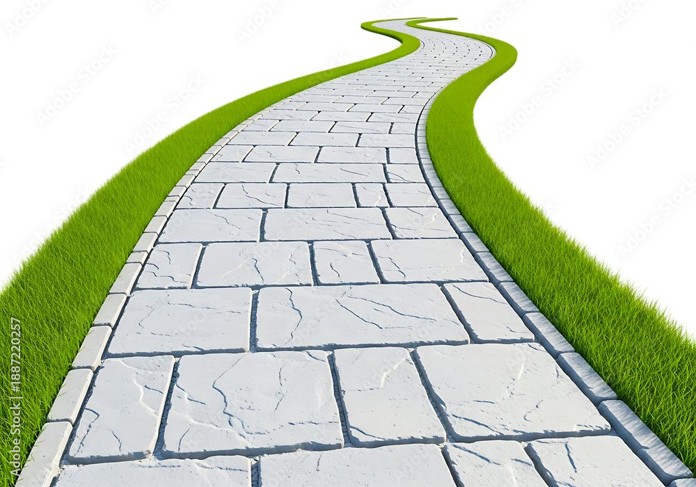 Obraz premium Winding Stone Pathway Through Grass.