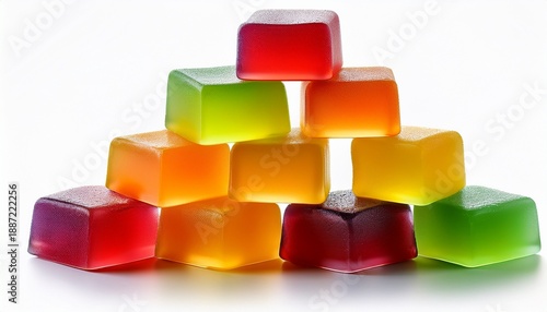 Wallpaper Mural vibrant stacked fruit jelly cubes in bright colors for dessert isolated on white background Torontodigital.ca