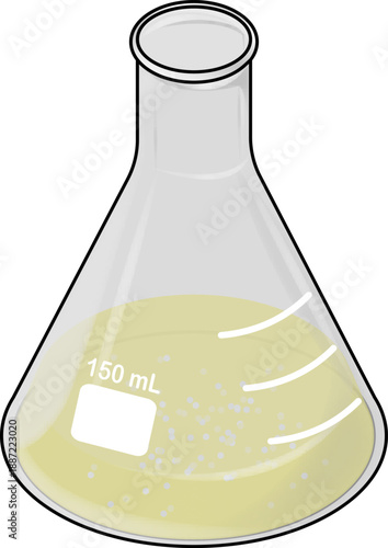 Isometric Erlenmeyer Flask White precipitate in yellow solution