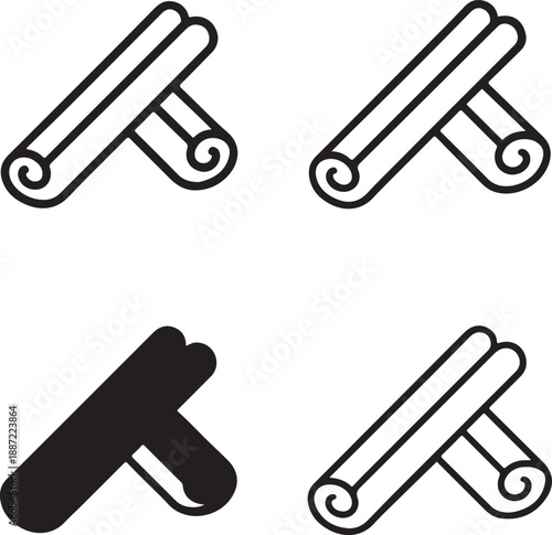 isolated cinnamon stick icon, cinnamon silhouette, spice ingredient icon, cooking masala symbol, kitchen seasoning design, food spice vector, aromatic spice icon, minimal solid icon