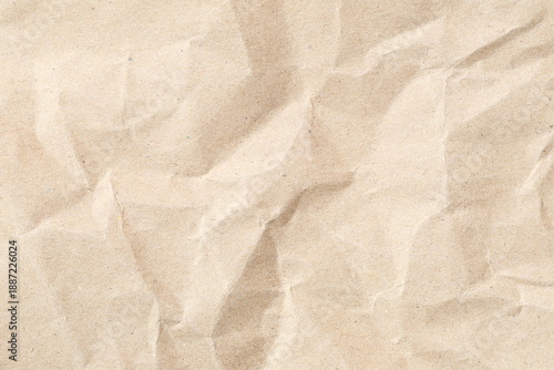 Crumpled Texture of Natural Craft Paper Background
