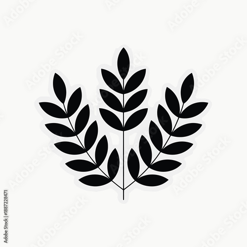 Black and white laurel leaf with transparent background isolated d