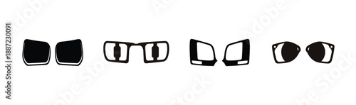 Set of 6 glasses icons black and white
