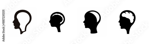 Silhouettes of heads with thought bubbles Vector, illustration