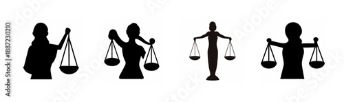 Silhouettes holding scales of justice Vector, illustration