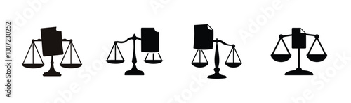 Balancing scales in various states Vector, illustration
