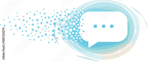 Structured Communication Visualized. Message clarity concept with scattered dots forming into a clean speech bubble icon, gentle