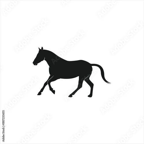 Black horse silhouette on white background