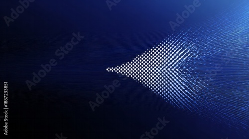 Digital particles diverge from a central point into a radiating beam.