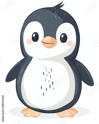 Cute cartoon penguin with big eyes.