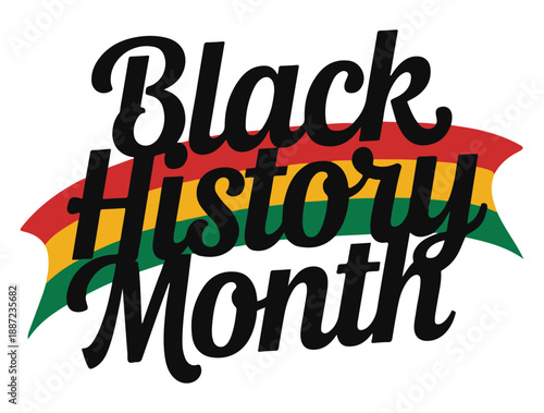 Black History Month Celebration Text with Rainbow Colors