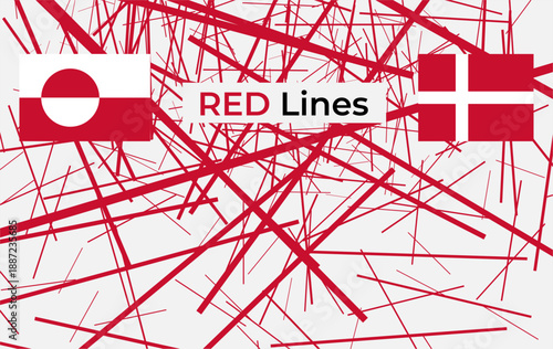 Denmark stays with Greenland and Greenland stays with Denmark connected by many red lines 