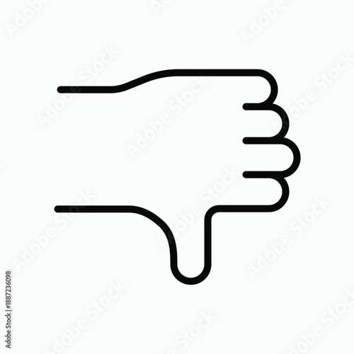 Thumbs Down Icon - Minimalist Linear Gesture for Dislike, Rejection, and Negative Feedback