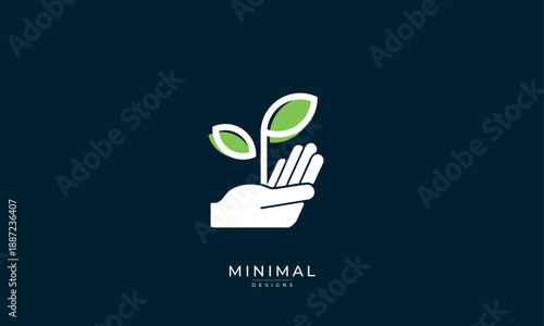 Sustainable Growth Hand Icon – Eco Friendly Plant, Green Energy, Environmental Care Symbol