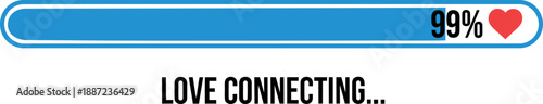 Love connecting loading bar with heart, relationship progress concept