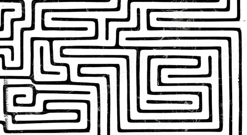 Black and white maze pattern with complex design.