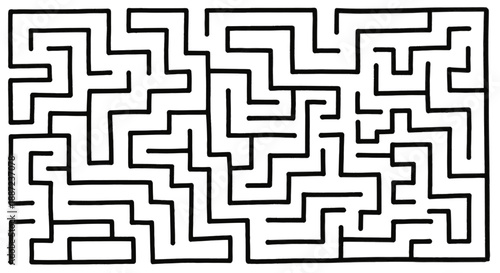 Complex black and white maze with intricate paths and dead ends.