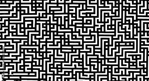 Intricate black and white maze pattern with complex design.