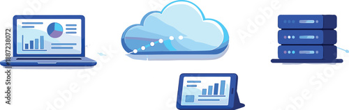Smoothe Workflow Graphic. Device-to-cloud workflow scene with laptop, tablet, and server icons linked by smooth glow lines and