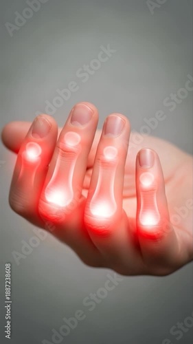 Hand With Red Pain Indication On Fingers