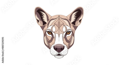 Illustration of a mountain lion's face with a white background and earth tones