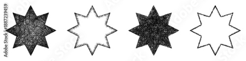 Sketch octagram star shape design set