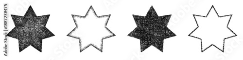 Sketch heptagram star shape design set