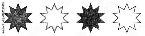 Sketch decagram star shape design set