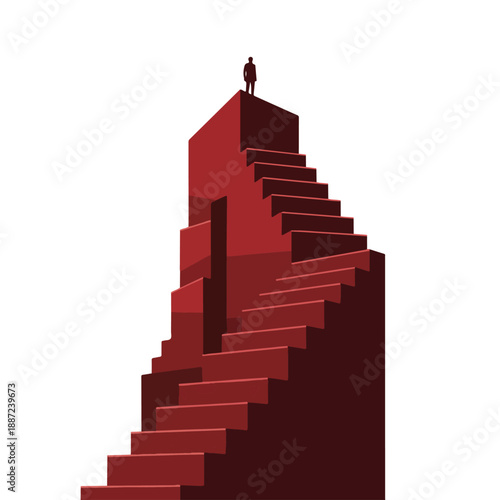 Red stairway to success leading upward