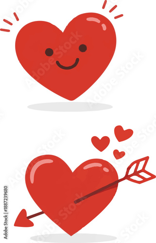 Set of red hearts vector illustration for Valentine's Day