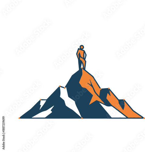 Woman illustration in snowy mountain landscape