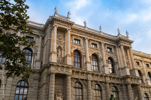 The building of the Natural History Museum in Vienna.
Classical European architecture with ornate facade. City landmark and cultural heritage.